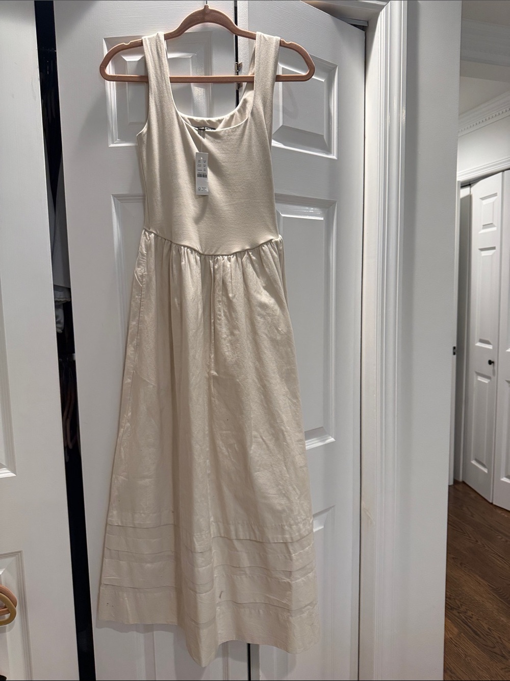 J. Crew Cream Sleeveless drop waist mixy dress